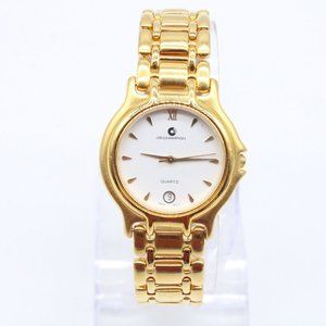 J.B Champion Watch Mens Gold Tone Stainless Steel Classic White Dial Swiss Movt